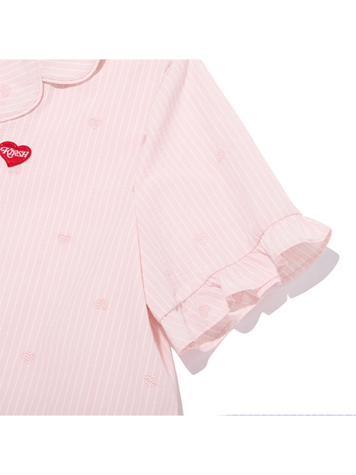 KIRSH MELLOW RUFFLE-POINT SHORT SLEEVE PAJAMA(LIGHT PINK)