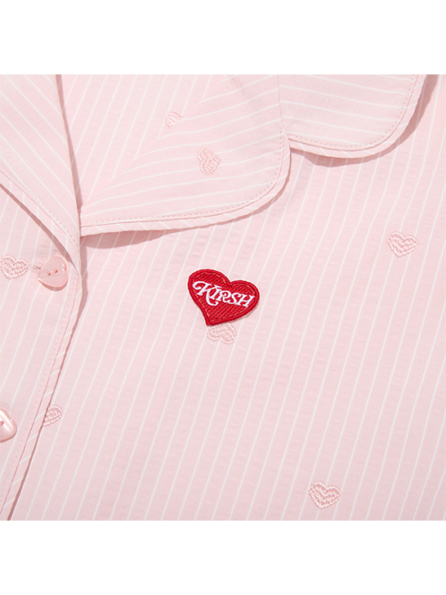 KIRSH MELLOW RUFFLE-POINT SHORT SLEEVE PAJAMA(LIGHT PINK)