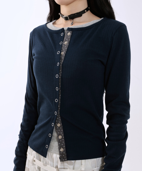 STAR POINT SLIM CARDIGAN [NAVY]