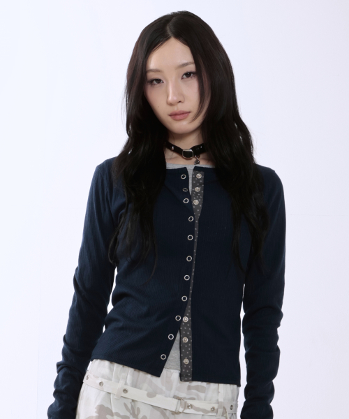 STAR POINT SLIM CARDIGAN [NAVY]