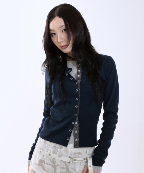 STAR POINT SLIM CARDIGAN [NAVY]
