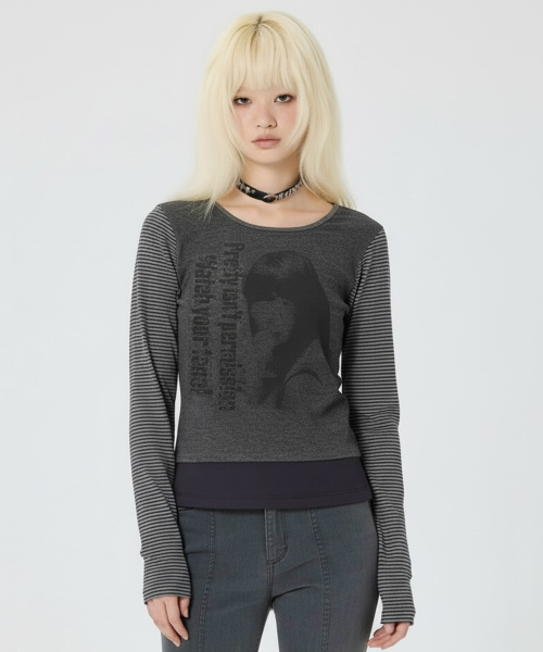 WATCH YOUR TONE L/S TEE [CHARCOAL]