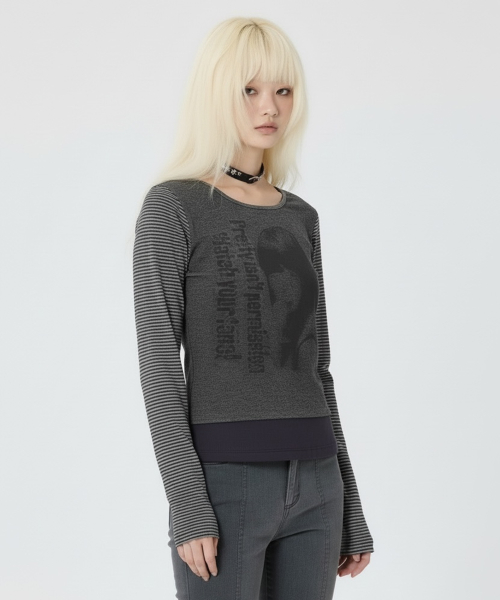 WATCH YOUR TONE L/S TEE [CHARCOAL]