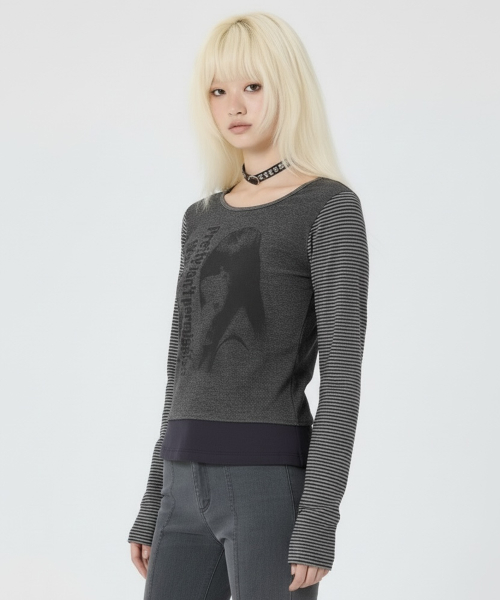 WATCH YOUR TONE L/S TEE [CHARCOAL]