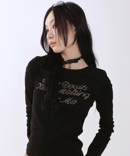 STUDDED LEATHER CHOKER [BLACK]