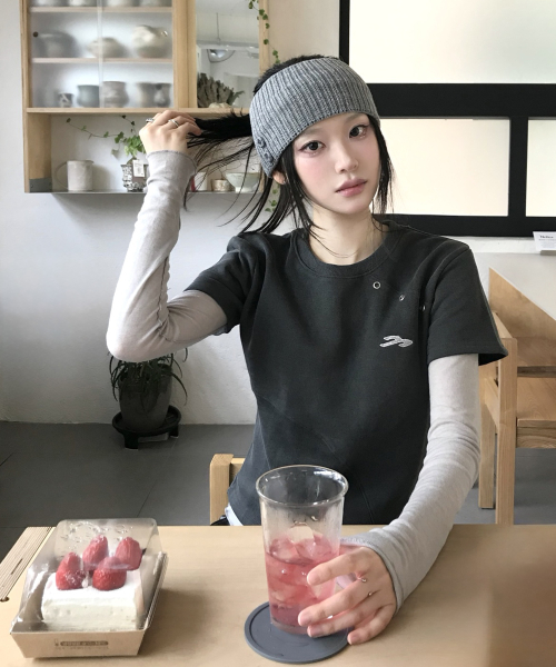 송이송이X탄산 버튼 니트 헤어밴드 (그레이)