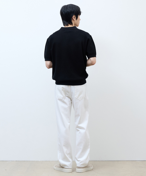[ON]Washable cotton mixed collar short-sleeved knitwear - 3color