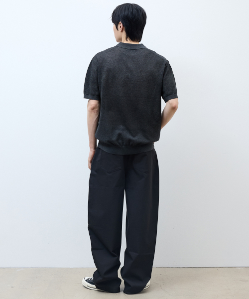 [ON]Washable cotton mixed collar short-sleeved knitwear - 3color