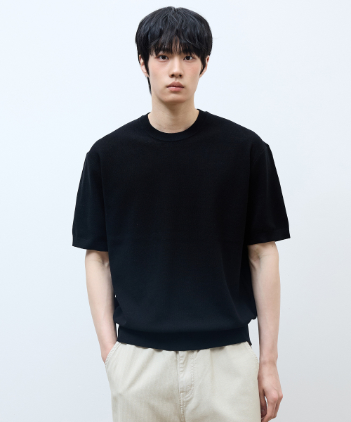 [ON]Washable cotton mixed round neck short-sleeved knitwear - 3color