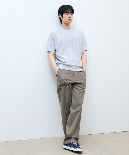 [ON]Washable cotton mixed round neck short-sleeved knitwear - 3color