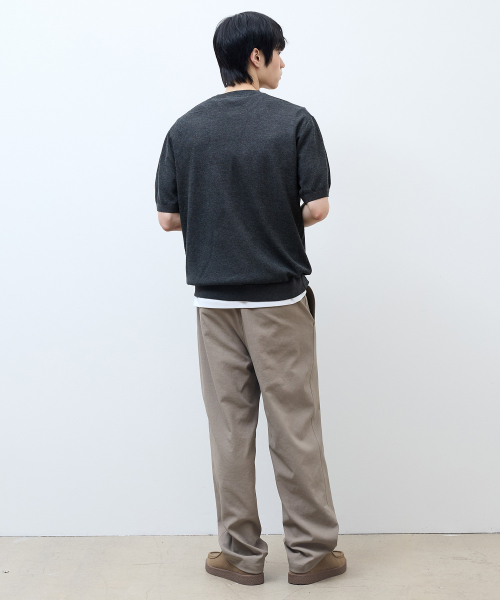 [ON]Washable cotton mixed round neck short-sleeved knitwear - 3color