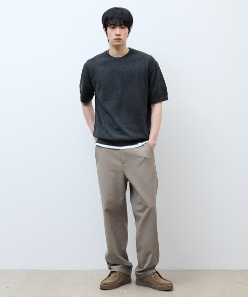 [ON]Washable cotton mixed round neck short-sleeved knitwear - 3color