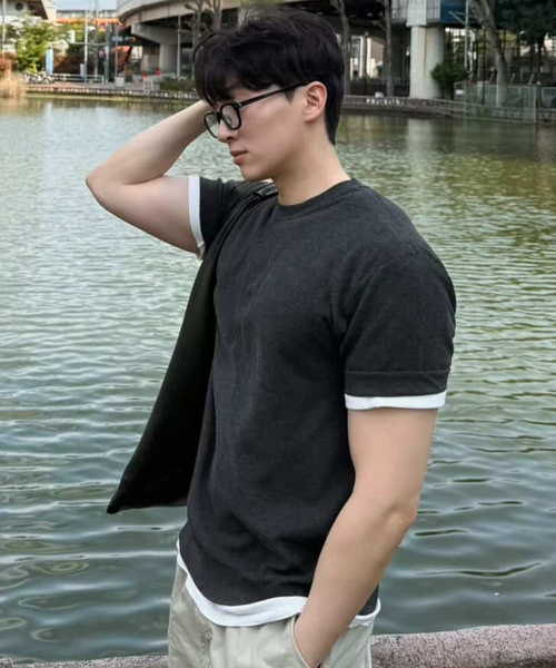 [ON]Washable cotton mixed round neck short-sleeved knitwear - 3color