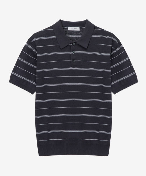 [ON]Washable Multi-Strip Collar Short Sleeve Knitwear - 4color