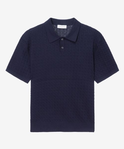 [ON]Washable cable collar short-sleeved knitwear - 2color