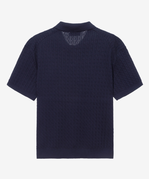 [ON]Washable cable collar short-sleeved knitwear - 2color