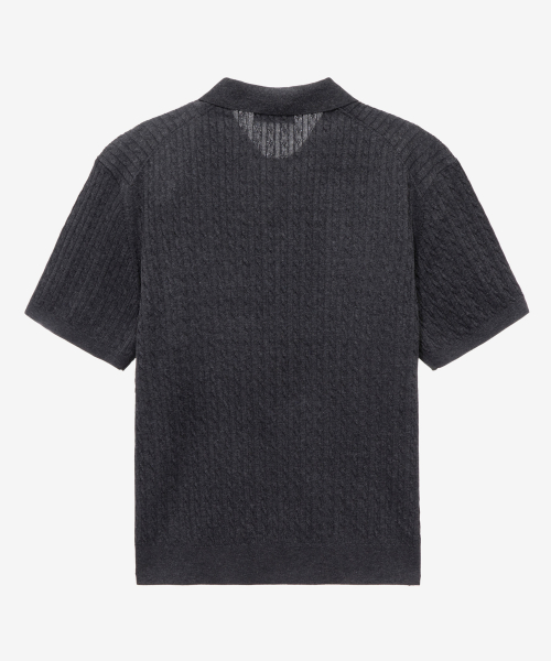 [ON]Washable cable collar short-sleeved knitwear - 2color