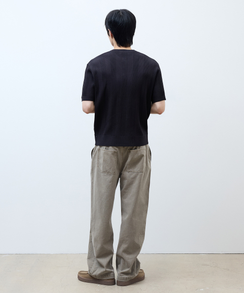 [ON]Tissue modified henry neck short-sleeved knitwear - 3color
