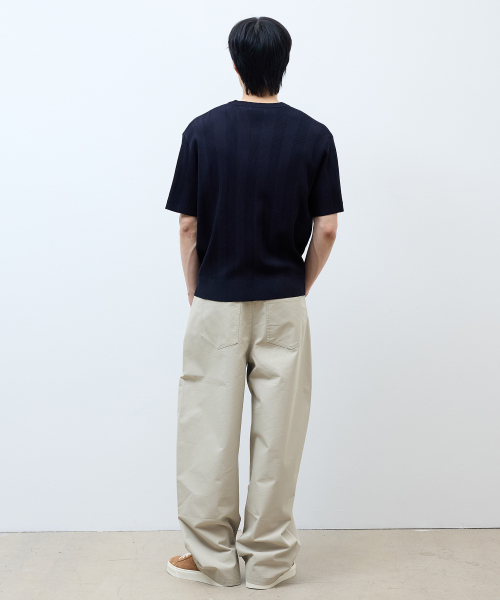 [ON]Tissue modified henry neck short-sleeved knitwear - 3color