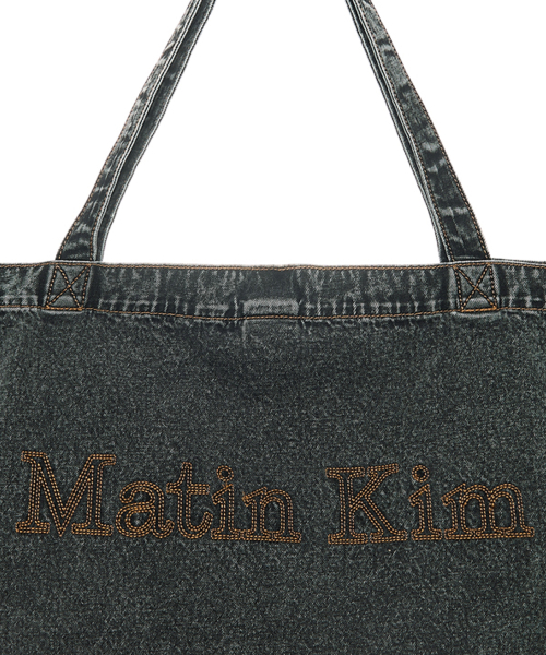 MATIN STITCH DENIM SHOULDER BAG IN BLACK
