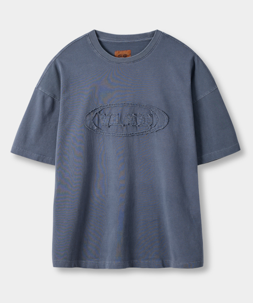 VLAD CUT-OFF APPLIQUE HALF T-SHIRT_VINTAGE BLUE