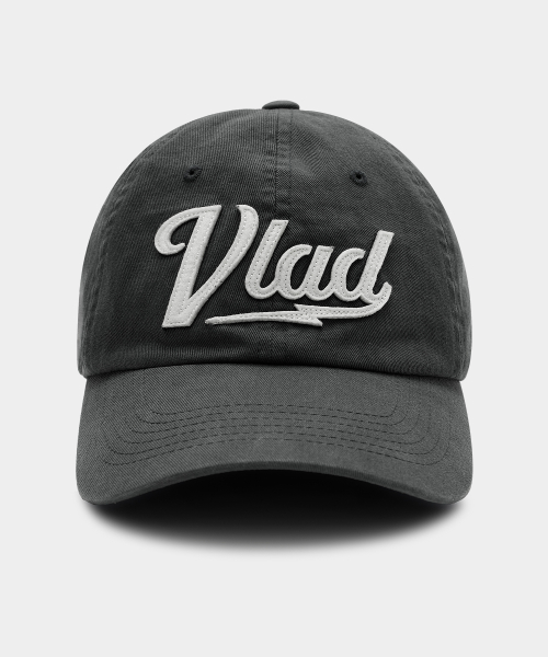 VLAD WASHED APPLIQUE BALL CAP_CHARCOAL