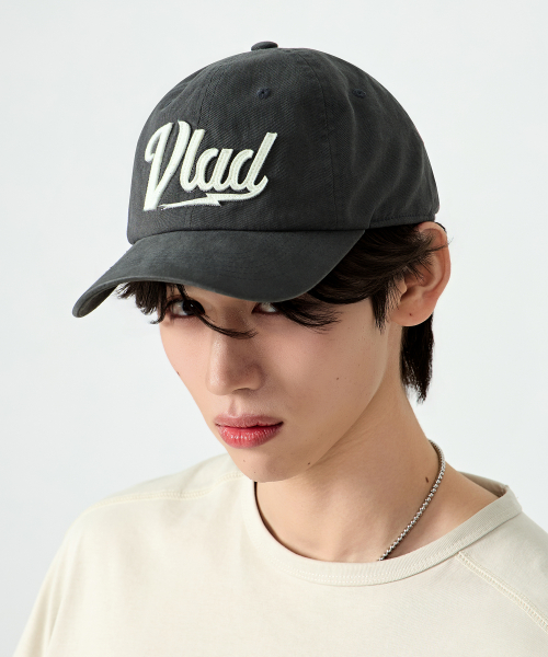 VLAD WASHED APPLIQUE BALL CAP_CHARCOAL