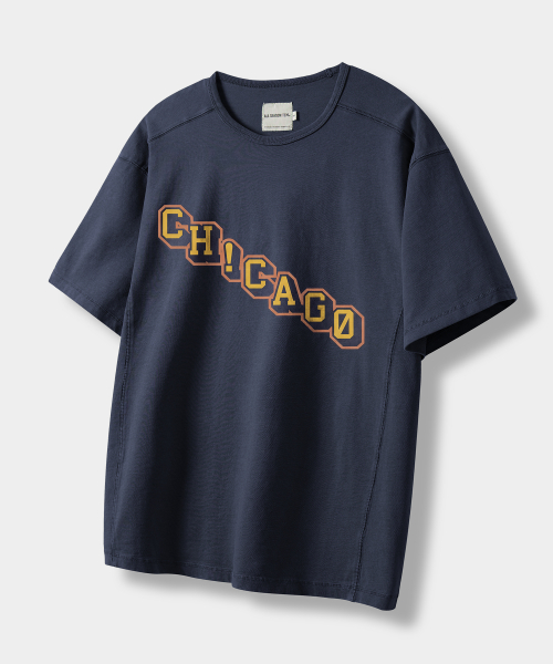 DIAGONAL LOGO SEMI CROP SHORT SLEEVE T-SHIRT _4 COLOR