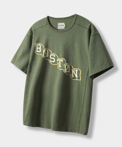 DIAGONAL LOGO SEMI CROP SHORT SLEEVE T-SHIRT _4 COLOR