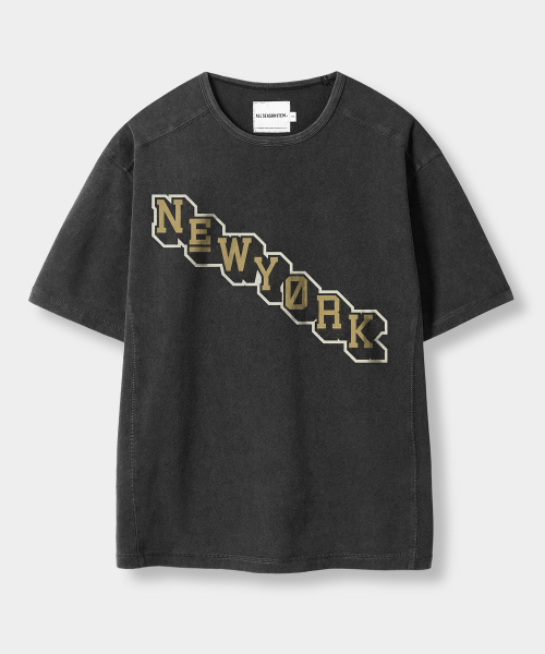 DIAGONAL LOGO SEMI CROP SHORT SLEEVE T-SHIRT _4 COLOR