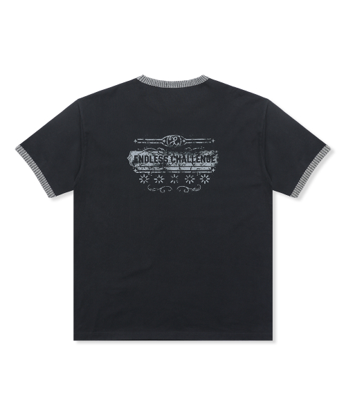 XTT156 투톤 리브드 크롭 링거 티셔츠 (BLACK)