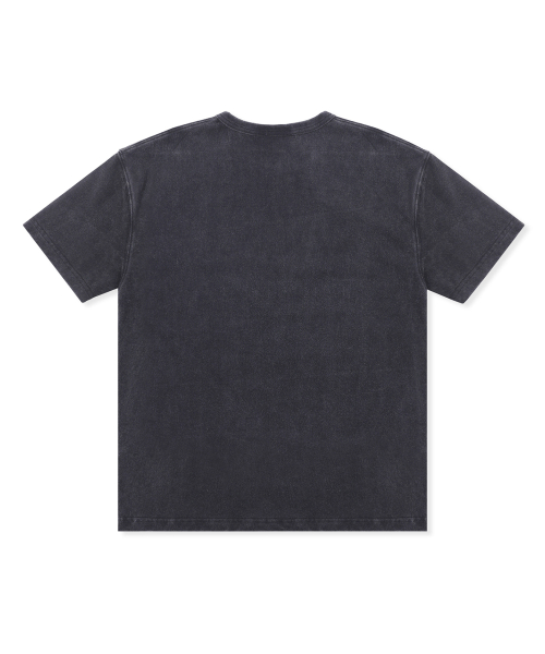 XTT154 체크 헨리넥 워싱 크롭 티셔츠 (BLACK)