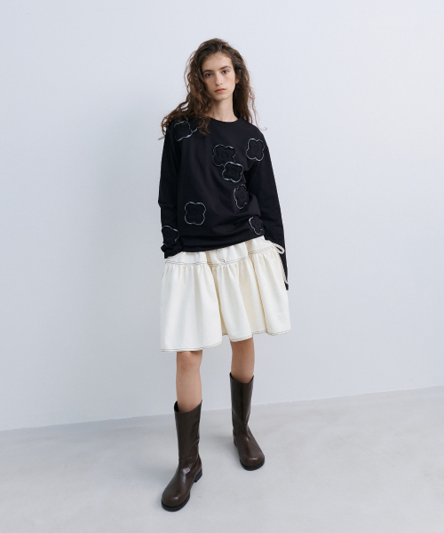 CUSION APLIQUE TOP - BLACK