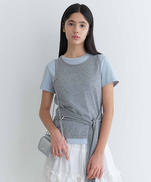 Sleeveless Layered Short-Sleeve T Shirt NEW6ME301