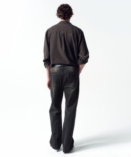 Tencel Gabardine Open Collar Shirts DARK BROWN