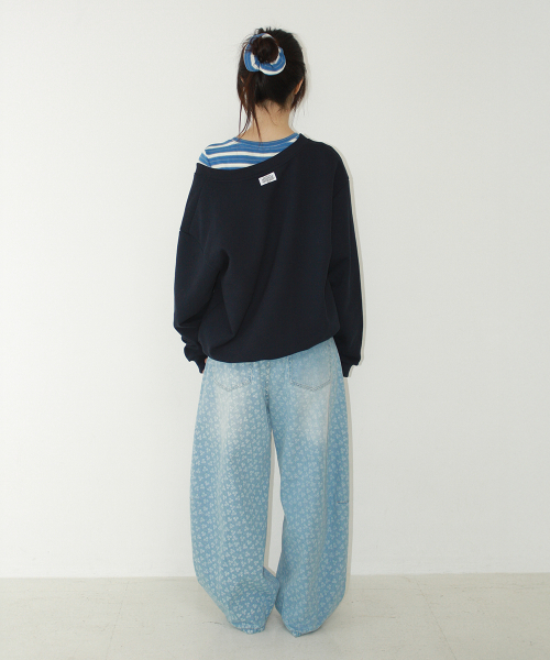 RRAC V NECK OVER FIT SWEATSHIRT NAVY