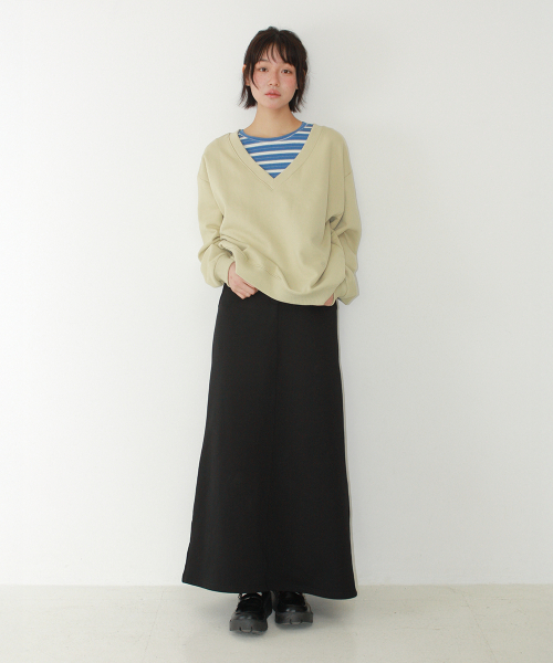 RRAC V NECK OVER FIT SWEATSHIRT SOFT GREEN