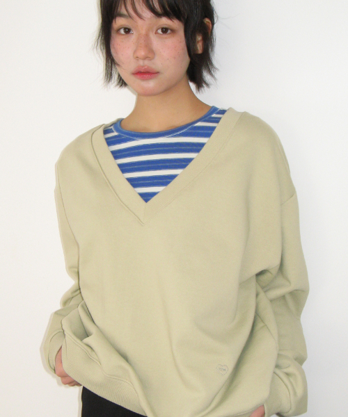 RRAC V NECK OVER FIT SWEATSHIRT SOFT GREEN