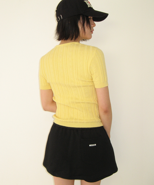 BUTTON POINT SLIM SHORT SLEEVE KNIT YELLOW