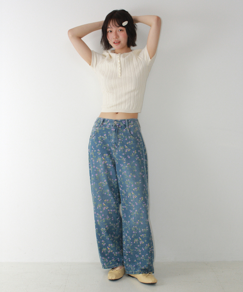 BUTTON POINT SLIM SHORT SLEEVE KNIT IVORY