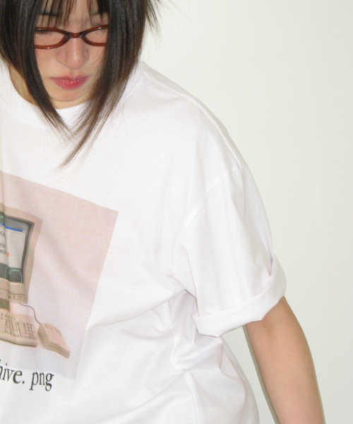 RETRO COMPUTER GRAPHIC OVER FIT T SHIRT WHITE