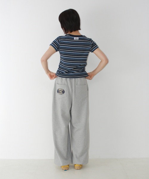 MULTI STRIPE LETTERING T SHIRT NAVY