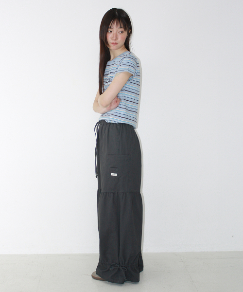 MULTI STRIPE LETTERING T SHIRT SOFT BLUE