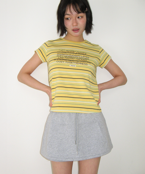 MULTI STRIPE LETTERING T SHIRT YELLOW