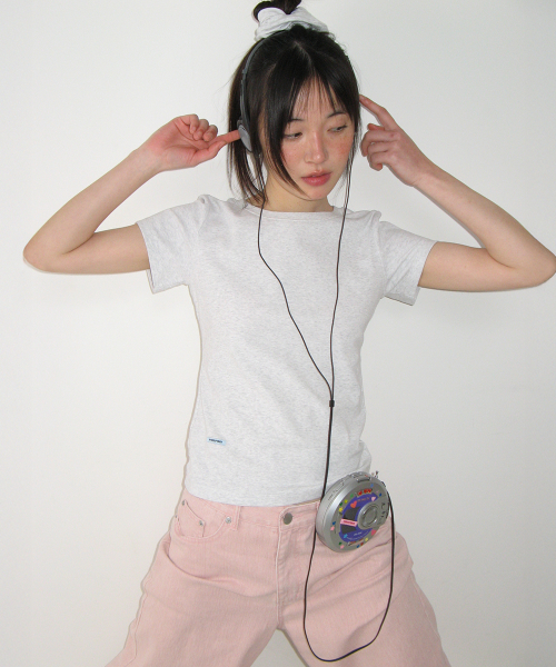 SCRUNCHIE SET SLIM FIT T SHIRT WHITE MELANGE