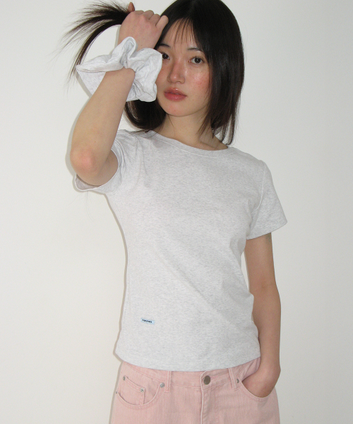 SCRUNCHIE SET SLIM FIT T SHIRT WHITE MELANGE