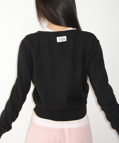 BASIC DEEP V NECK COMPACT KNIT BLACK