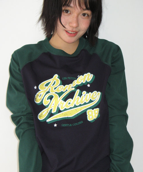 VINTAGE ARCHIVE RAGLAN LONG SLEEVE GREEN NAVY