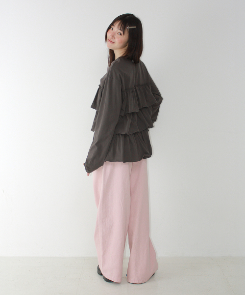 TIERED LAYERED LONG SLEEVE CHARCOAL