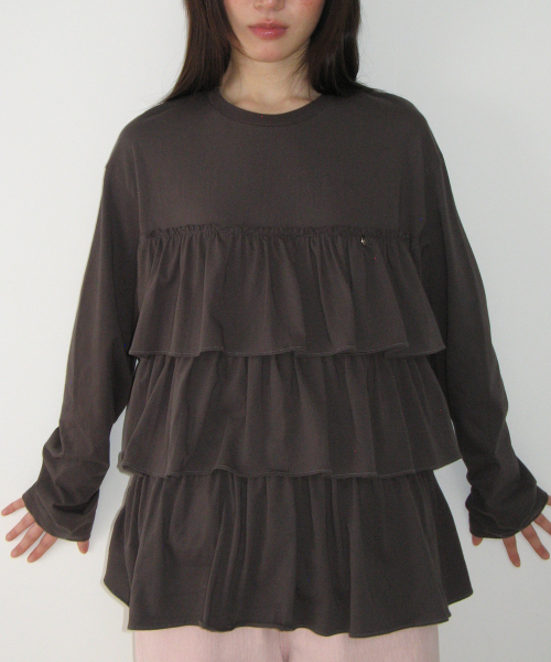 TIERED LAYERED LONG SLEEVE CHARCOAL
